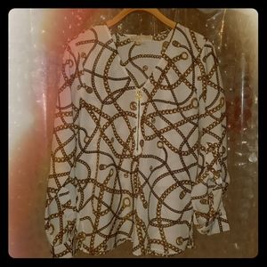 Michael Kors Chain Print Zip Front Blouse